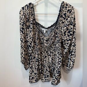 Maurices Navy Blue Floral Blouse Size XL